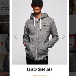 Super dry men’s grey hoodie - EUC.